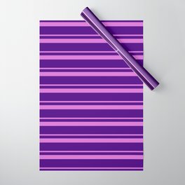 [ Thumbnail: Orchid and Indigo Colored Lined/Striped Pattern Wrapping Paper ]