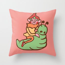 Elf On A Worm Throw Pillow