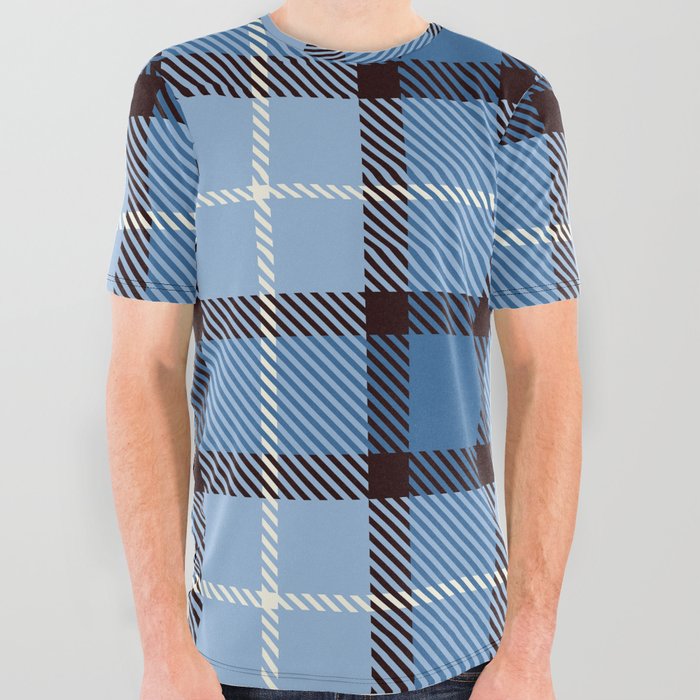 Blue Square Pattern All Over Graphic Tee