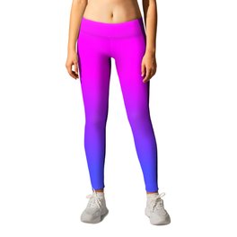 Neon Blue and Hot Pink Ombré Shade Color Fade Leggings
