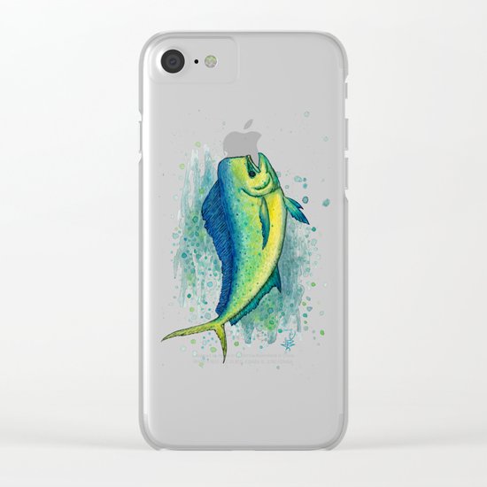"Mahi Mahi Splash" by Amber Marine ~ Watercolor & Ink Painting, (c) 2016 Clear iPhone Case
