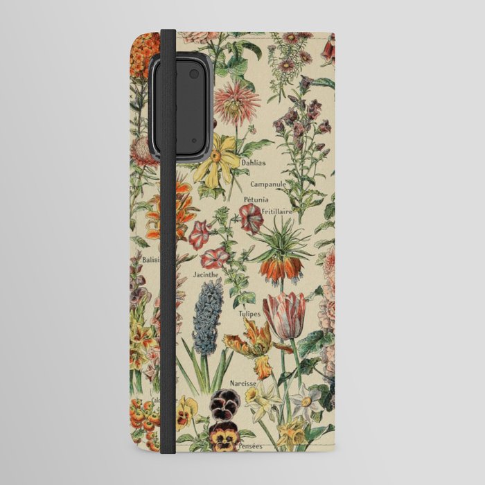 French Vintage Flowers Chart Adolphe Millot Fleurs Larousse Pour Tous Funky Cozy Boho Maximalist Android Wallet Case