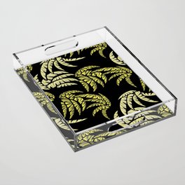 Hawaiian Golden Palm Leaves Paradise On Black  Acrylic Tray