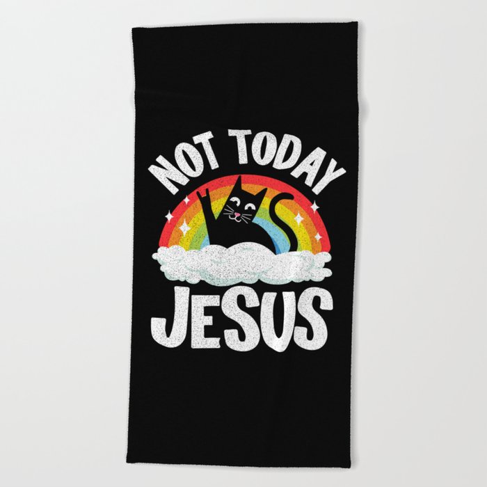 Not Today Jesus Funny Heavy Metal Beach Towel
