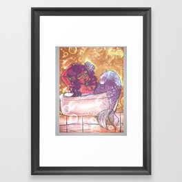 Mermaid in a bathtub Framed Art Print