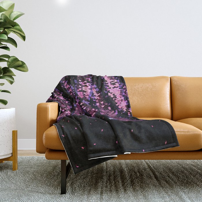 Pink PUrple Sequin Flames Throw Blanket