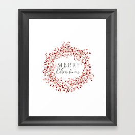 Merry Christmas wreath. Red berry Framed Art Print