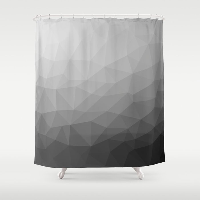 Grey Gradient Geometric Mesh Pattern, Mesh Shower Curtain