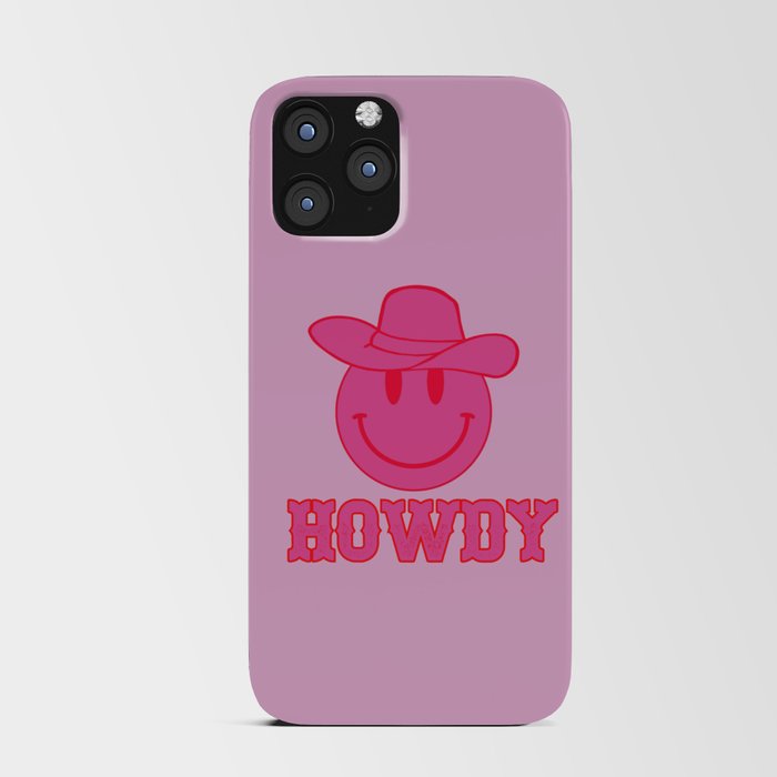 Happy Smiley Face Says Howdy - Preppy Western Aesthetic iPhone Card Case