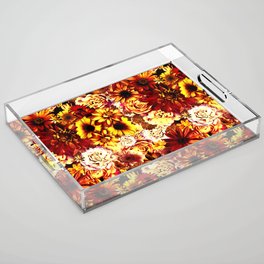 burnt orange floral bouquet aesthetic assemblage Acrylic Tray