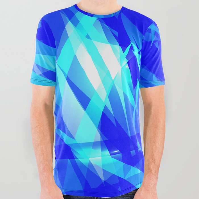 Vector glowing water background made of blue sea lines. All Over Graphic Tee