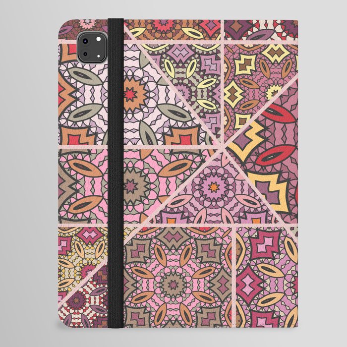 Vintage patchwork quilt pattern. Vintage decorative collage. Hand drawn background. Indian, Arabic, Turkish motifs. Abstract colorful doodle pattern in mosaic style iPad Folio Case