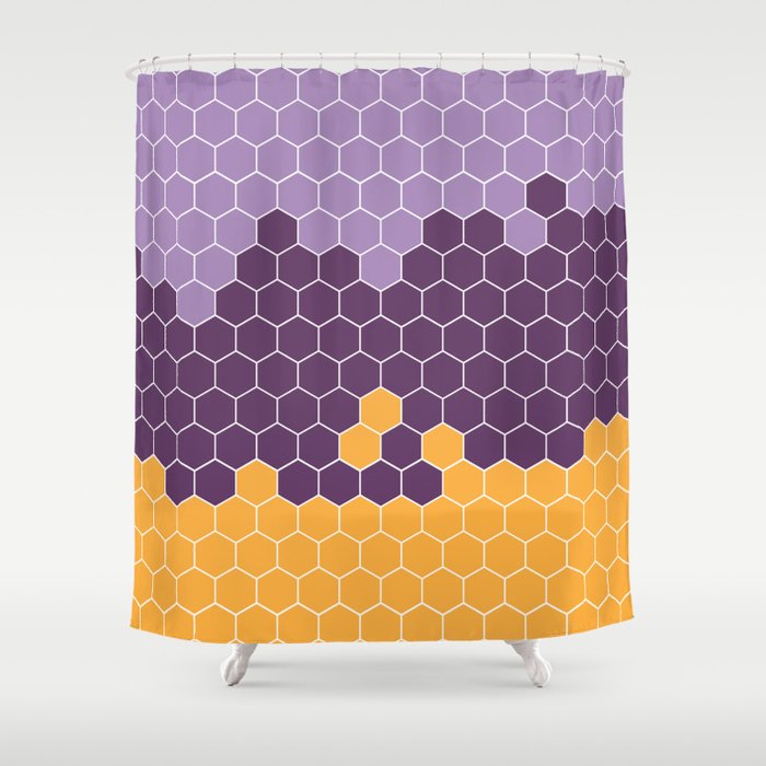 Honeycomb Purple Violet Yellow Hive Shower Curtain