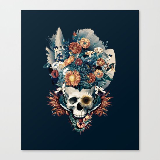 Skull and Flowers Canvas Print