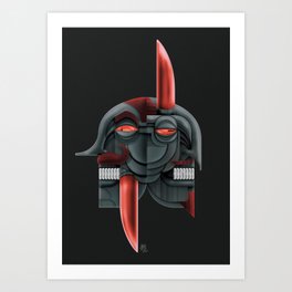 Demon heads - Red Art Print