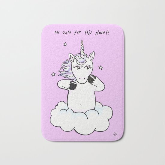 too cute for this planet (pink/rose) Bath Mat