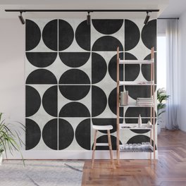 Mid-Century Modern Pattern No.3 - Black and White Wall Mural
