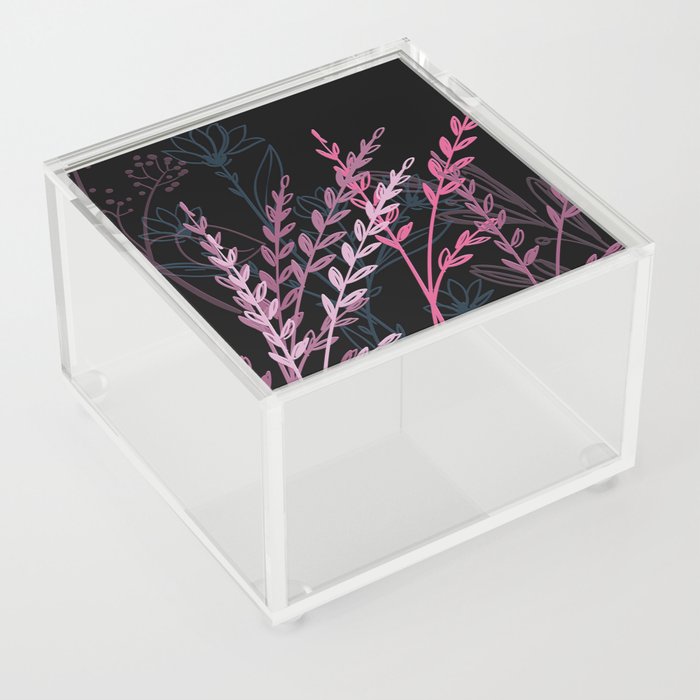 Meadow Treasures pink, mauve, maroon, black Acrylic Box