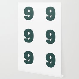 9 (Dark Green & White Number) Wallpaper