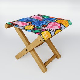 Abstract Flowers Pattern Design Art With Graffiti Writing of Love Folding Stool