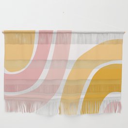 Abstract Shapes 37 in Mustard Yellow and Pale Pink Wall Hanging