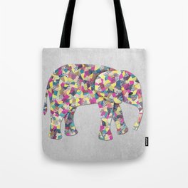 Elephant Collage in Gray Hot Pink Teal and Yellow Tote Bag