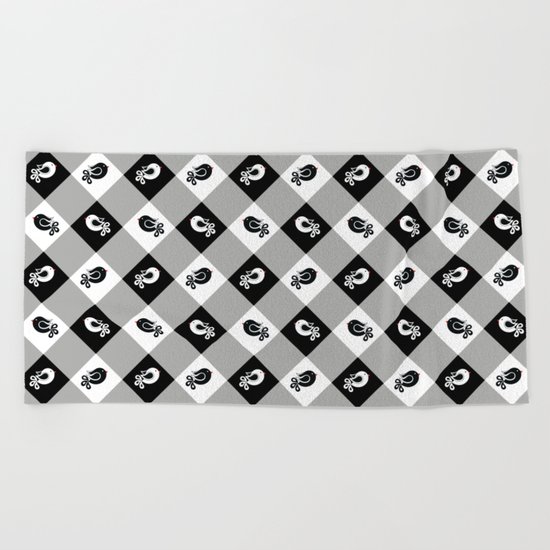 black and white birds 1 Beach Towel