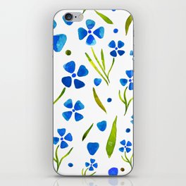 Blue and green flowers iPhone Skin