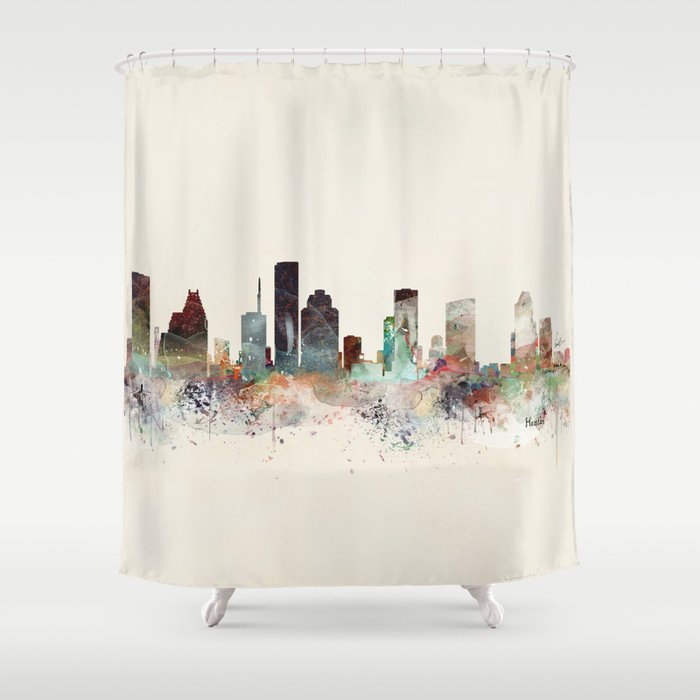 Houston Skyline Shower Curtain By Bribuckley Society6