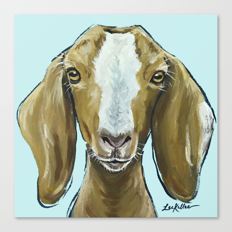 Goat Art Cute Farm Animal Painting Canvas Print By Leekeller