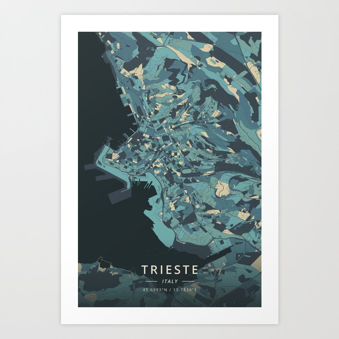 Trieste, Italy - Cream Blue Art Print