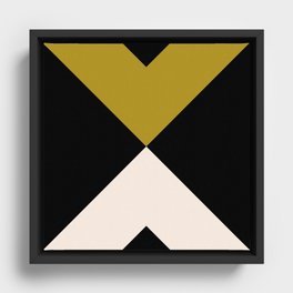 Minimal X Dark Olive Framed Canvas