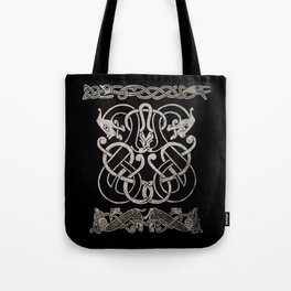Old norse design - Two Jellinge-style entwined beasts originally carved on a rune stone in Gotland. Tote Bag