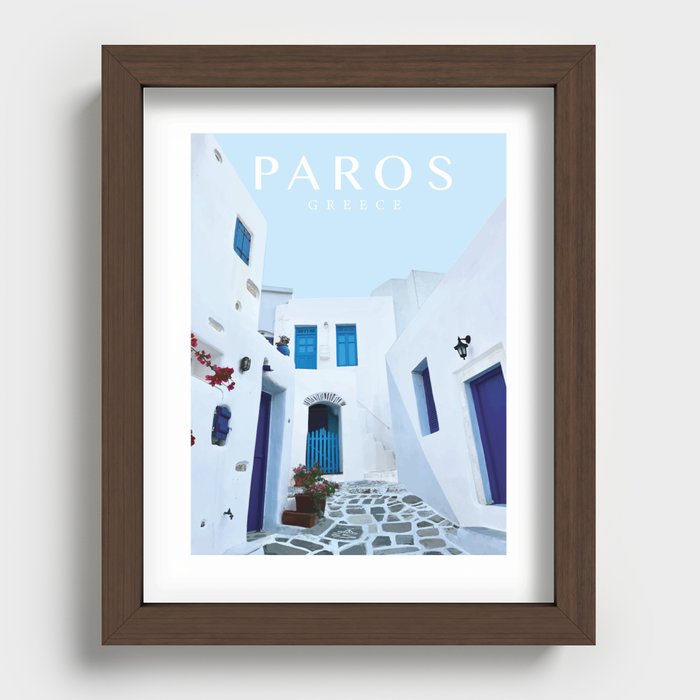 Paros Travel Poster Recessed Framed Print