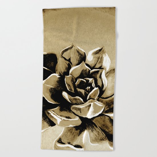 Succulent sepia Beach Towel