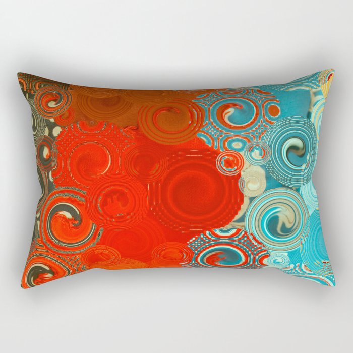 Turquoise and Red Swirls cheerful bright art and home decor
