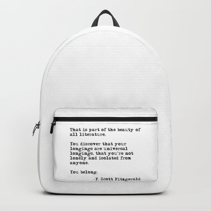 The beauty of all literature - F Scott Fitzgerald Backpack