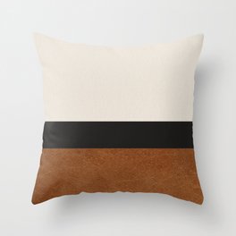 Scandinavian Modern Boho Chic Faux Leather Throw Pillow