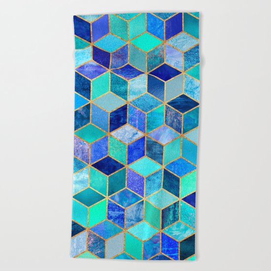 Blue Cubes Beach Towel