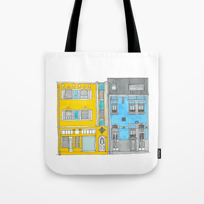 Yellow and Blue Houses Tote Bag