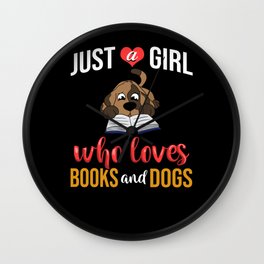 Book Dog Reading Bookworm Librarian Reader Wall Clock