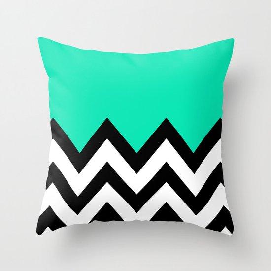 TEAL COLORBLOCK CHEVRON Throw Pillow