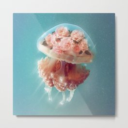 Floral Jellyfish Metal Print