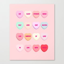 Valentine Affirmation Conversation Hearts Canvas Print