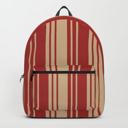 [ Thumbnail: Brown and Tan Colored Lined Pattern Backpack ]