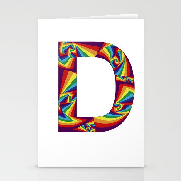  capital letter D with rainbow colors and spiral effect Stationery Cards