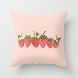 Strawberry Lineup Throw Pillow