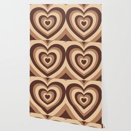 Retro Hearts - Brown Wallpaper