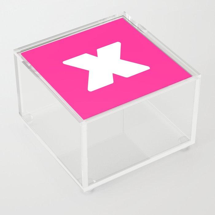 x (White & Dark Pink Letter) Acrylic Box