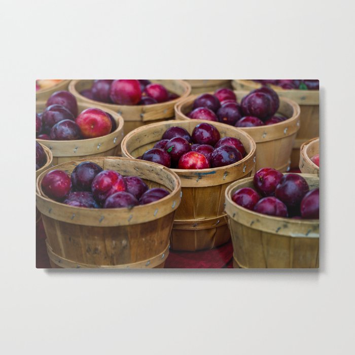 Baskets of peaches at Farmers Market Metal Print